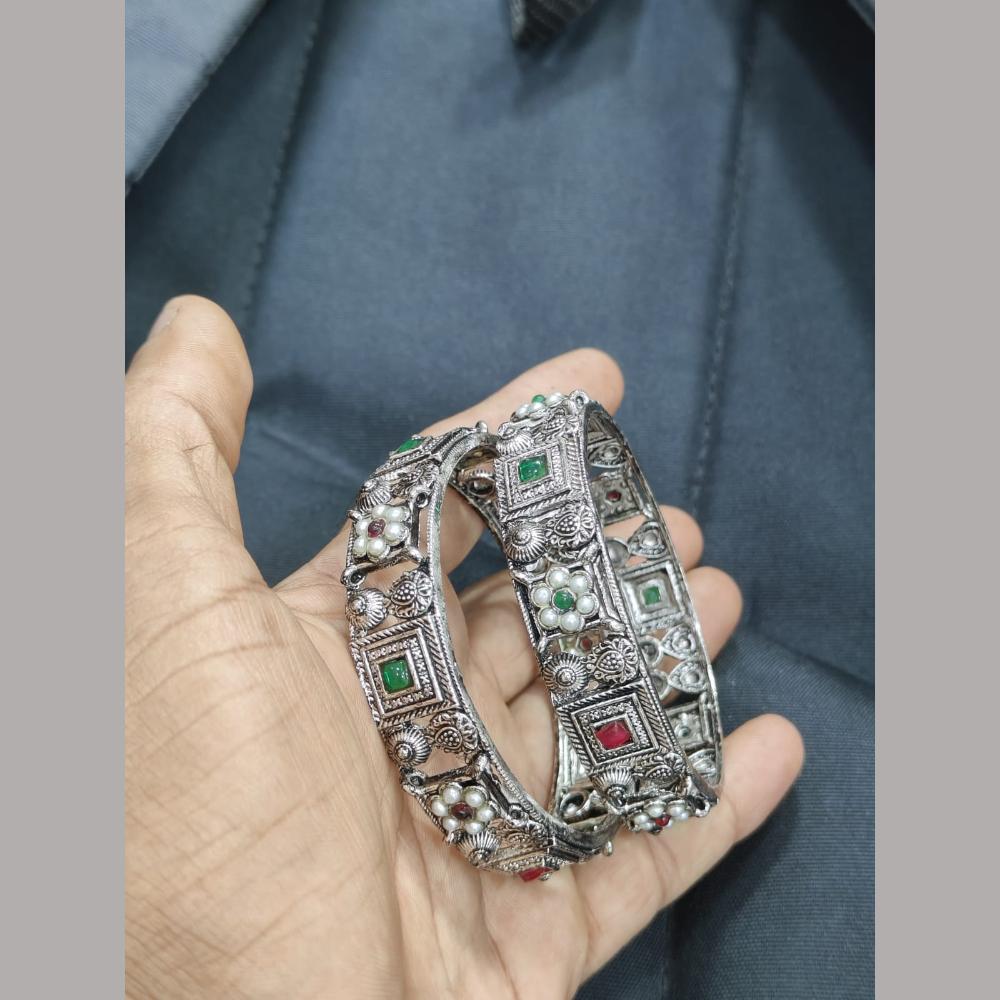 Pooja Bangles Oxidized Sterling Look Tribal Ethnic Bangle Set