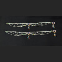 Pooja Bangles Rhodium Finish Sparkling Austrian Stone Payal \ Anklet 
