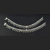 Pooja Bangles Rhodium Finish Sparkling Austrian Stone Payal \ Anklet 