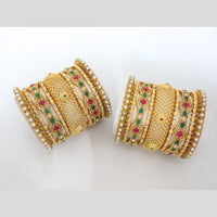 Pooja Bangles Elegant Pota Stone And Pearl Bangles Set