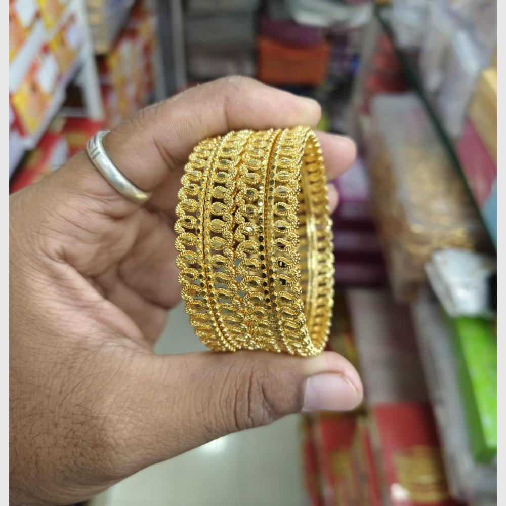 Pooja Bangles Authentic Gold Tone Bangles Set for Bridal, Party, and Cultural Occasions