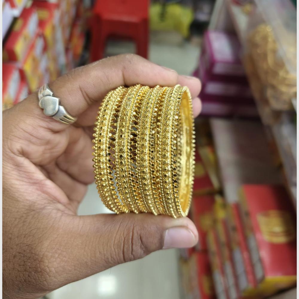 Pooja Bangles Authentic Gold Tone Bangles Set for Bridal, Party, and Cultural Occasions