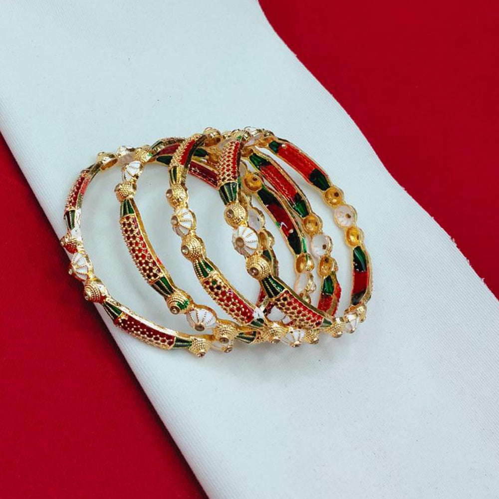 Pooja Bangles Authentic Gold Tone Bangles Set for Bridal, Party, and Cultural Occasions