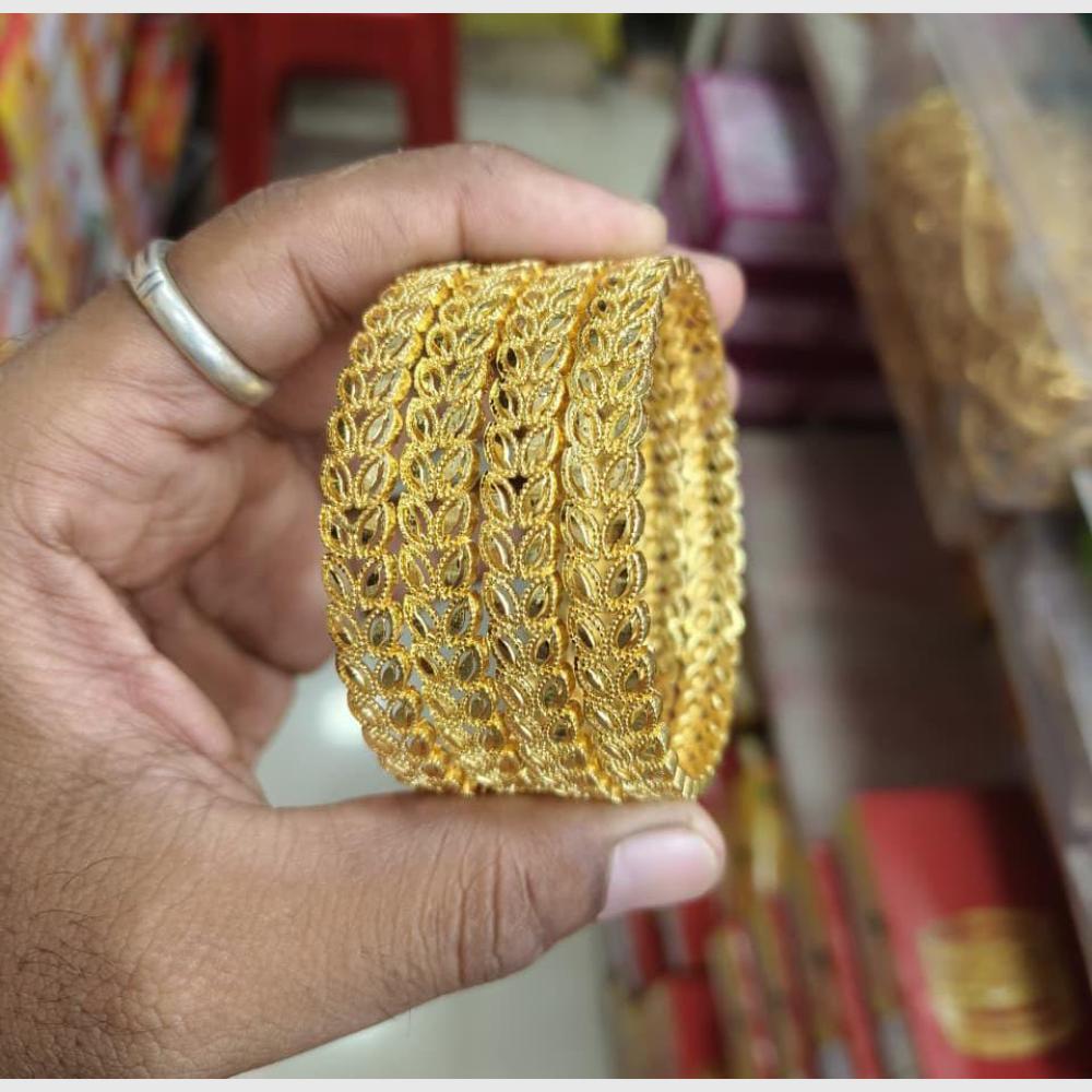 Pooja Bangles Authentic Gold Tone Bangles Set for Bridal, Party, and Cultural Occasions