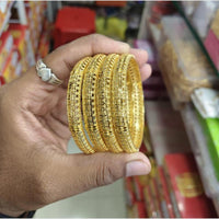 Pooja Bangles Authentic Gold Tone Bangles Set for Bridal, Party, and Cultural Occasions