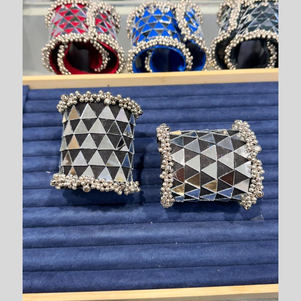 Pooja Bangles Navratri Special Oxidised Plated Mirror Ghungroo Kada