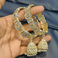 Pooja Bangles Shine Divine Kundan Stone And Pearl Bangles Set