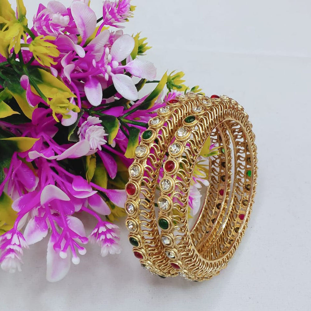 Pooja Bangles Heritage Glam Pota Stone And Kundan Bangles Set