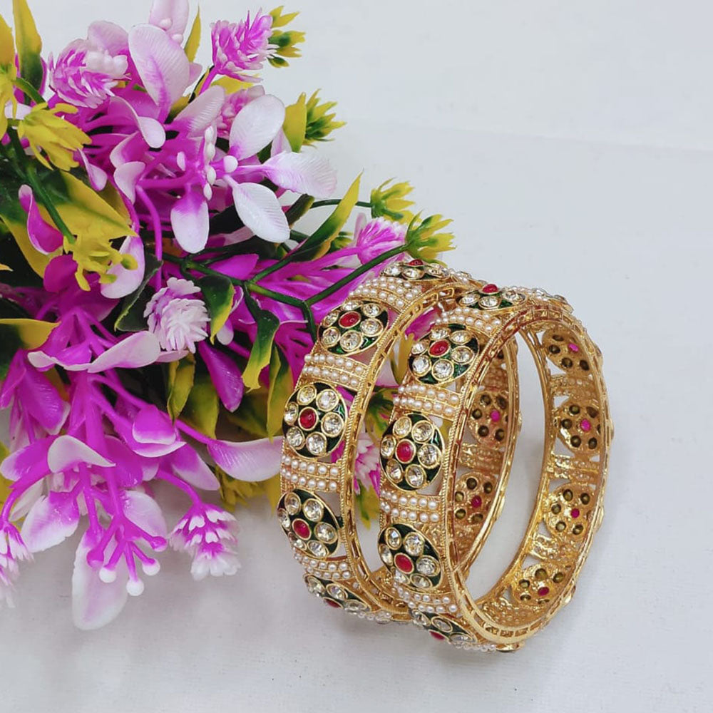 Pooja Bangles Heritage Glam Pota Stone And Kundan Bangles Set