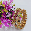 Pooja Bangles Shine Divine Kundan Stone And Pearl Bangles Set