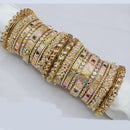 Pooja Bangles Elegant Kundan Stone And Pearl Meenakari Bangle Set