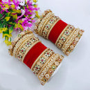 Pooja Bangles Elegant Shine Kundan Stone And Pearl Bangle Set