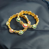 Pooja Bangles Royal Kundan Stone Meenakari Bangles Set