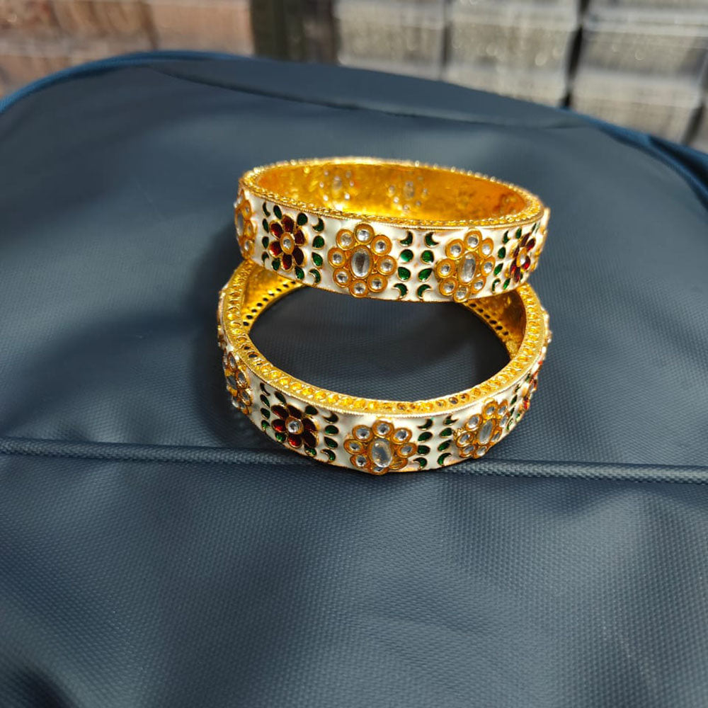 Pooja Bangles Royal Kundan Stone Meenakari Bangles Set