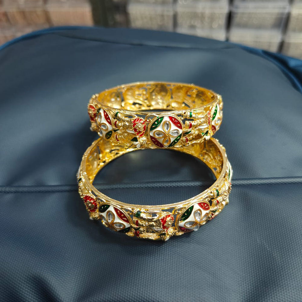 Pooja Bangles Royal Kundan Stone Meenakari Bangles Set