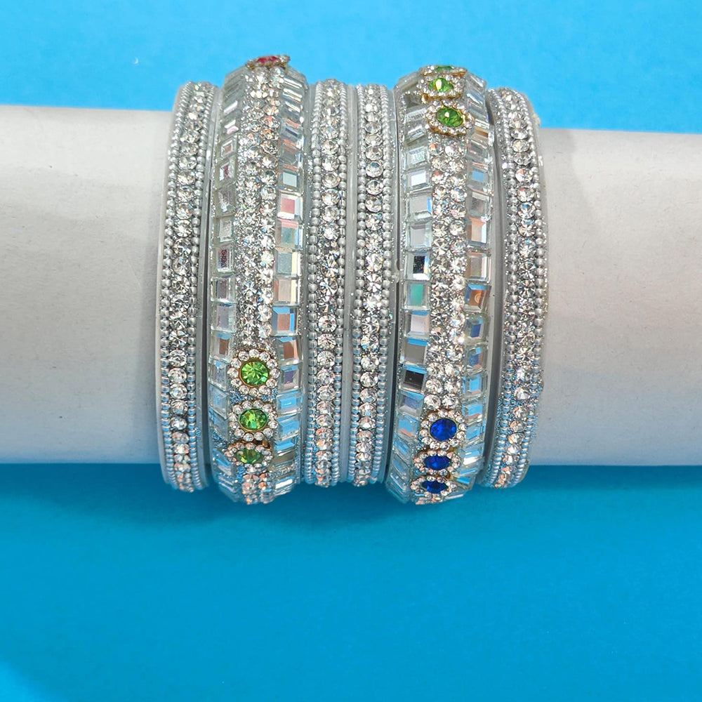 Pooja Bangles Premium Mirror And Austrain Stone Bangles Set Elegant Jewelery For Women