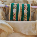 Pooja Bangles Designer Pota And Pearls Velvet Bangles Luxurious Gold Plated Set For Festive Occasions