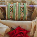 Pooja Bangles Designer Pota And Pearls Velvet Bangles Luxurious Gold Plated Set For Festive Occasions