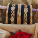 Pooja Bangles Designer Pota And Pearls Velvet Bangles Luxurious Gold Plated Set For Festive Occasions
