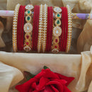 Pooja Bangles Designer Pota And Pearls Velvet Bangles Luxurious Gold Plated Set For Festive Occasions