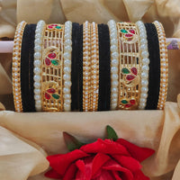 Pooja Bangles Trendy Velvet Bangles Set With Pota And Pearl Work Perfect For Festive And Casual Wear