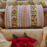 Pooja Bangles Trendy Velvet Bangles Set With Pota And Pearl Work Perfect For Festive And Casual Wear