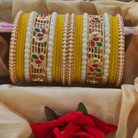 Pooja Bangles Trendy Velvet Bangles Set With Pota And Pearl Work Perfect For Festive And Casual Wear