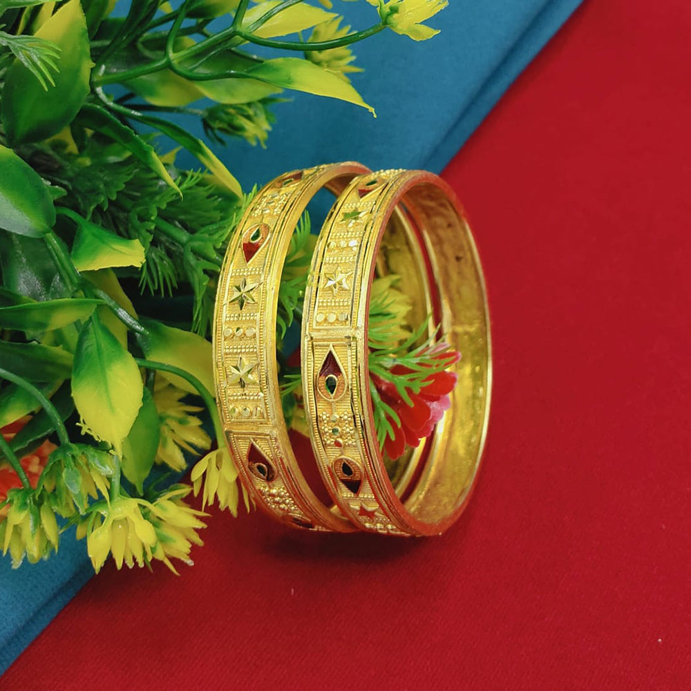 Pooja Bangles Forming Gold Meenakari Set Ideal Ethnic Jewelery For Special Day