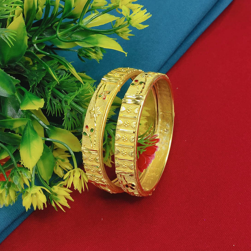Pooja Bangles Forming Gold Meenakari Set Ideal Ethnic Jewelery For Special Day