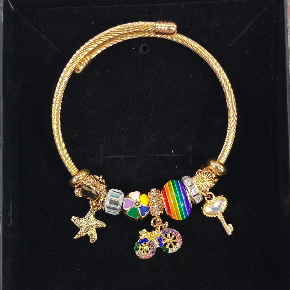Pooja Bangles Multicolor Enamel Beads and Charms Bracelet