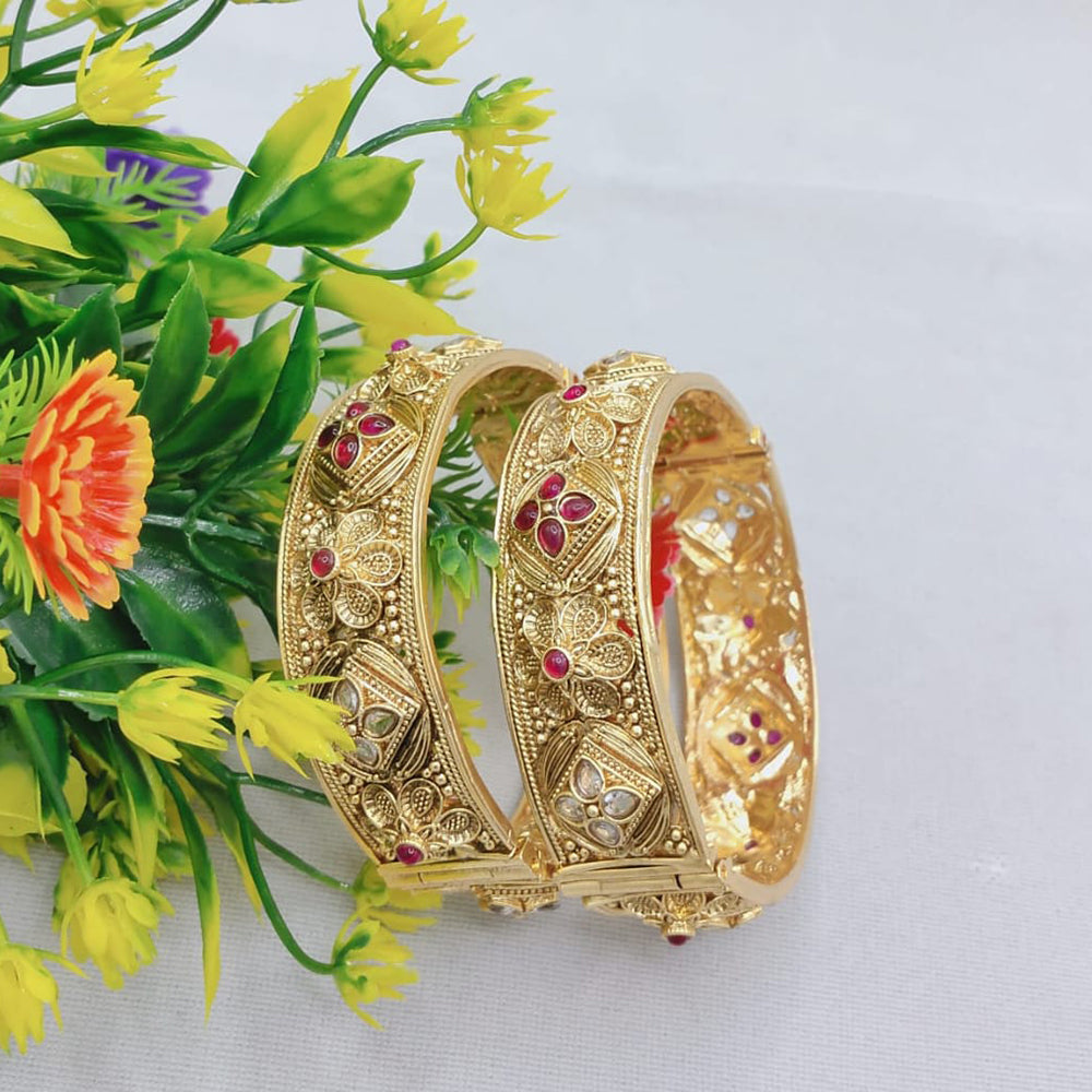 Pooja Bangles Beautiful Kundan Stone Openable Kada Bangles Set For Special Occassions