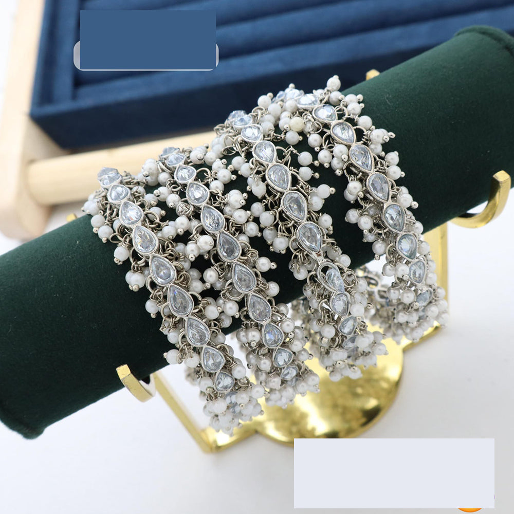 Pooja Bangles Dazzling Crystal And Pearl Bangles Set For All Occassions