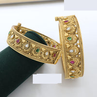 Pooja Bangles Beautiful Kundan Stone Openable Kada Bangles Set For Special Occassions