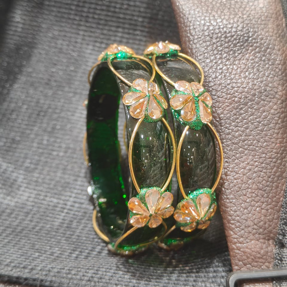 Pooja Bangles Trendy Glass Bangles With Floral Design For Party and Wedding wear