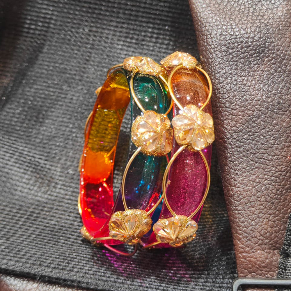 Pooja Bangles Trendy Glass Bangles With Floral Design For Party and Wedding wear