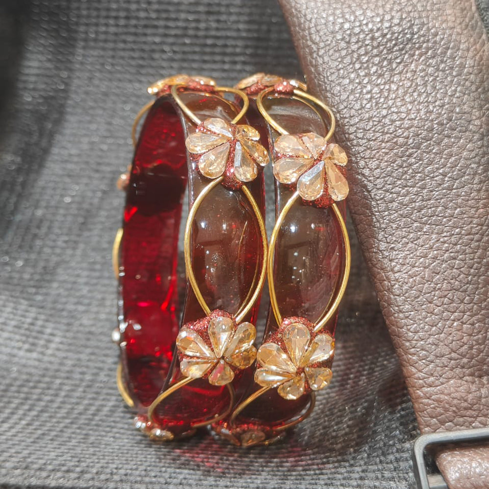 Pooja Bangles Trendy Glass Bangles With Floral Design For Party and Wedding wear
