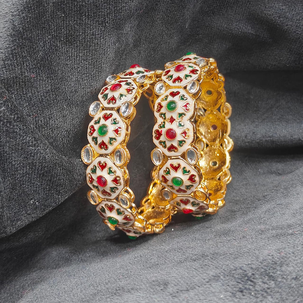 Pooja Bangles Ethnic Charm Pota Stone And Kundan Bangles Set