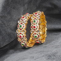 Pooja Bangles Ethnic Charm Pota Stone And Kundan Bangles Set