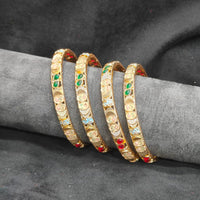 Pooja Bangles Timeless Pota Stone And Meenakari Bangles Set