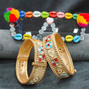 Pooja Bangles Timeless Pota Stone And Meenakari Openable Bangles Set
