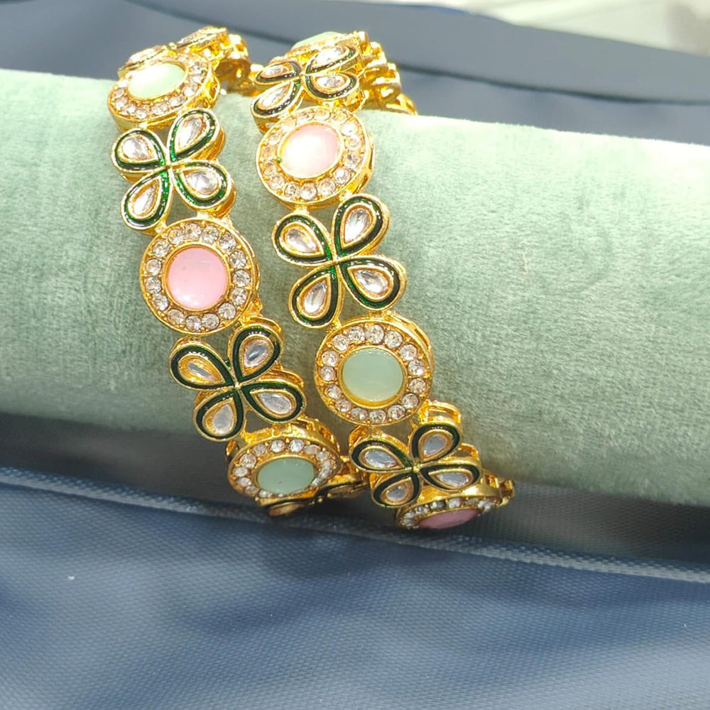 Pooja Bangles Elegant Kundan Stone And Meenakari Bangles Set