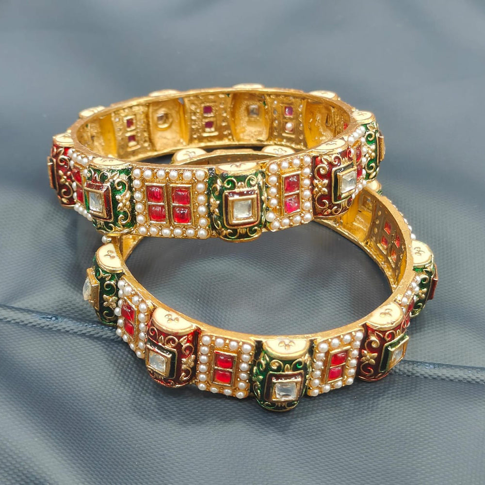 Pooja Bangles Luxe Shine Pota Kundan And Pearl Bangles Set