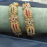 Pooja Bangles Luxe Shine Pota Kundan And Pearl Bangles Set