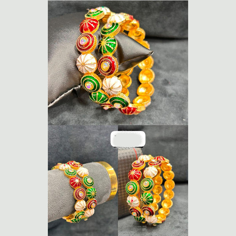 Pooja Bangles Designer Austrian Stone And Meenakari Bangles Set  