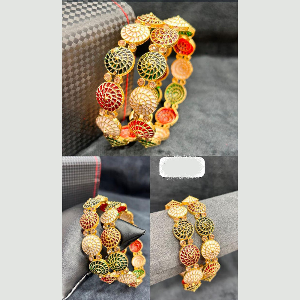 Pooja Bangles Designer Austrian Stone And Meenakari Bangles Set  