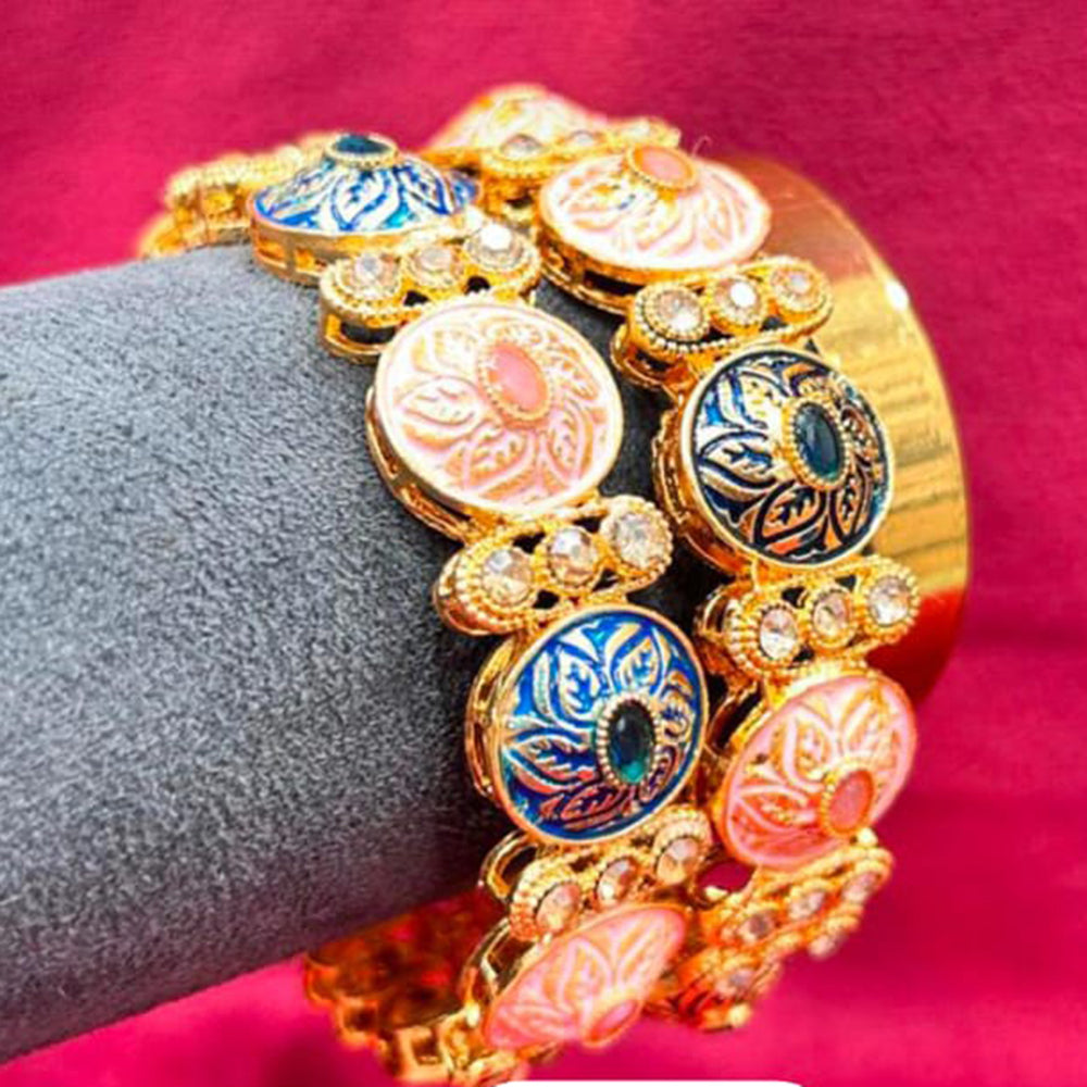 Pooja Bangles Rajwadi Look Kundan Stone And Meenakari Bangles Set