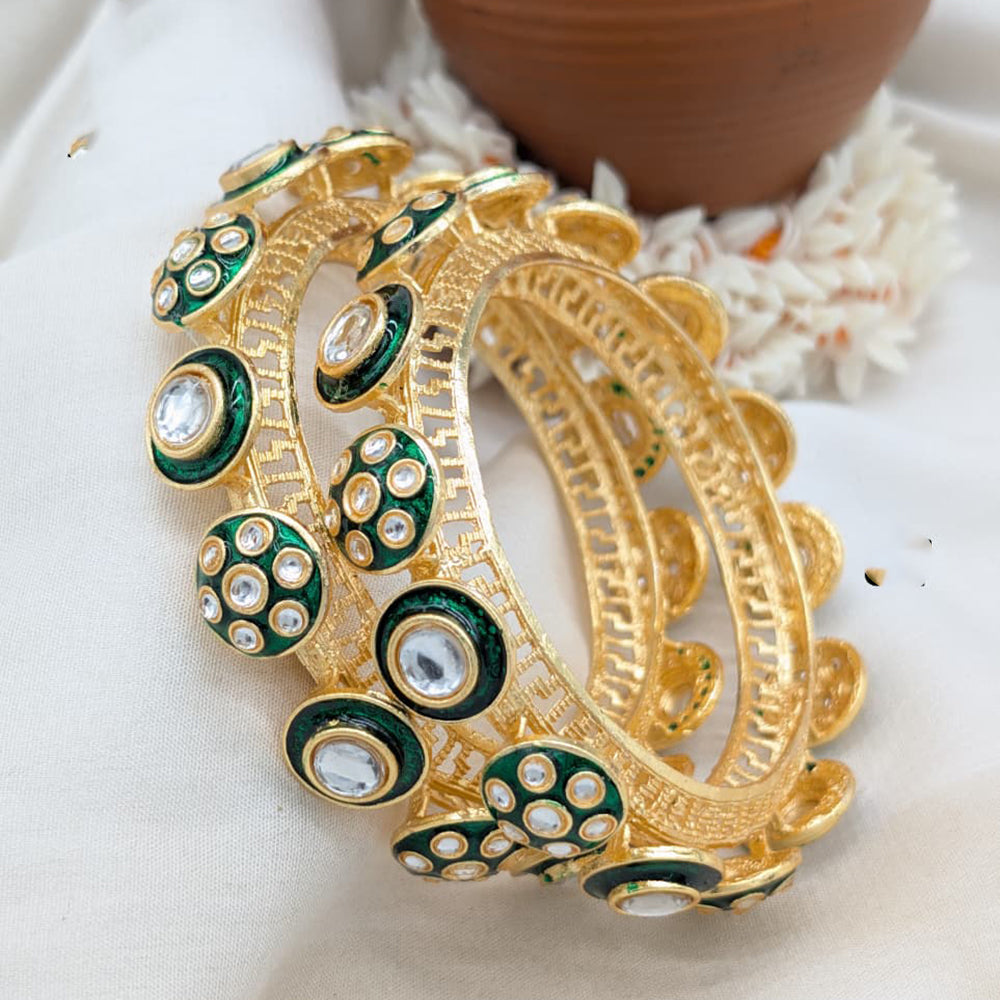 Pooja Bangles Rajwadi Look Kundan Stone And Meenakari Bangles Set