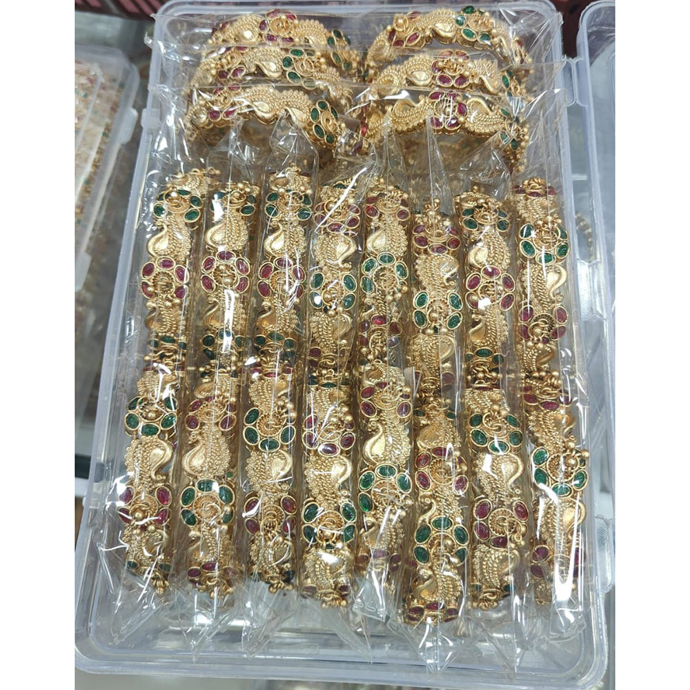 Pooja Bangles Premium Pota Stone Embellished Bangles Set