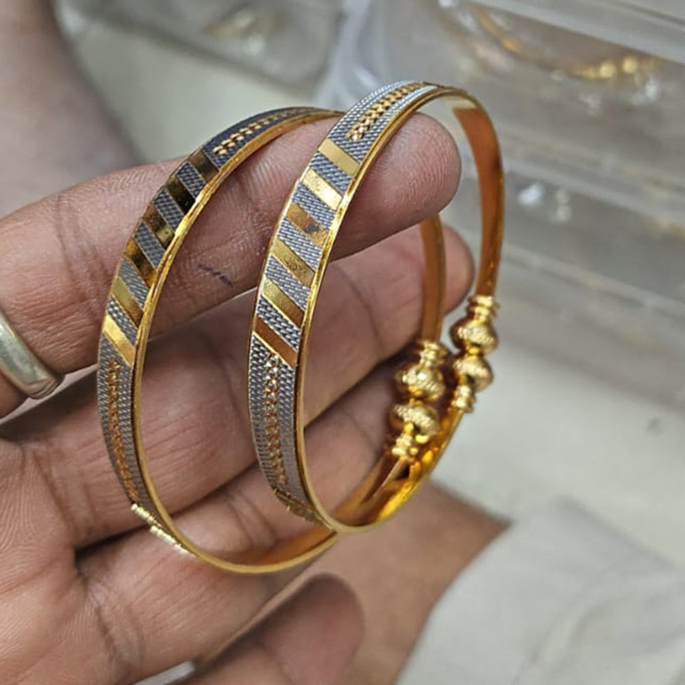 Pooja Bangles Dual-Tone Stylish Patterned Openable Bangles Set