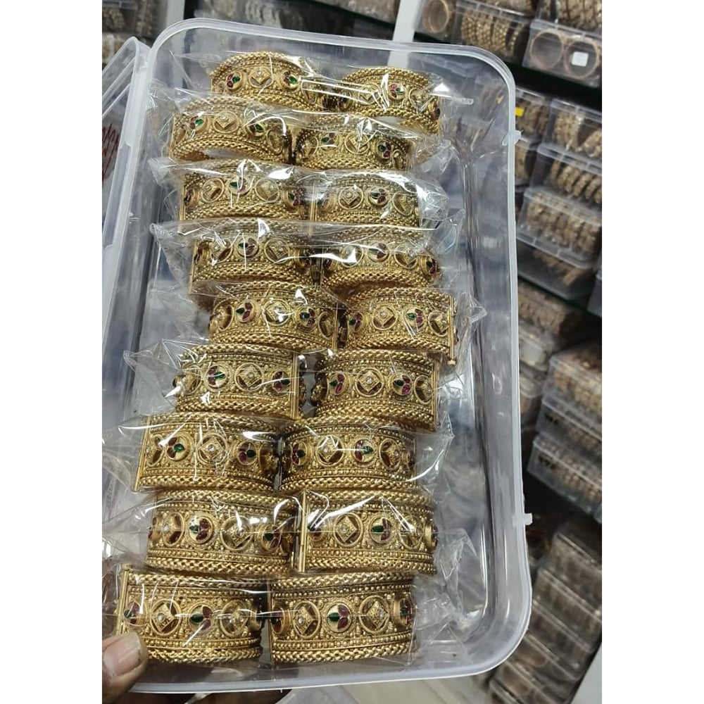 Pooja Bangles Elegant Pota Stone Openable Bangles Set